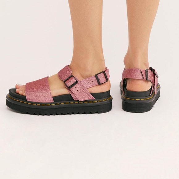 Dr Martens Pink Glitter Voss Sandals 